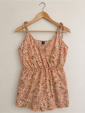 Pink Floral Shorts Romper